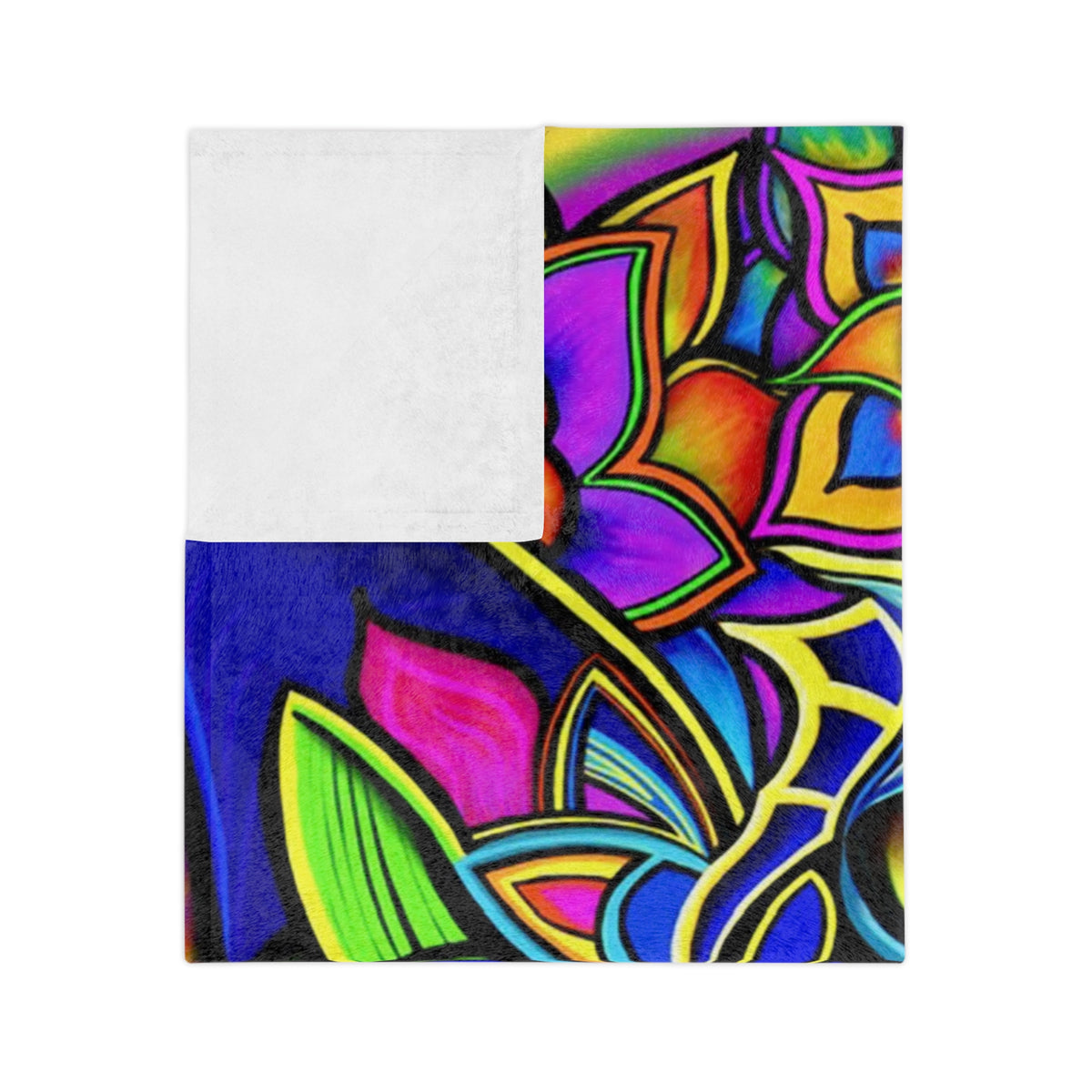 Psychedelic Cat Velveteen Blanket - Cozy Home Decor, Gift for Cat Lovers, Psychedelic Art, Vibrant Soft Throw, Perfect for All Occasions