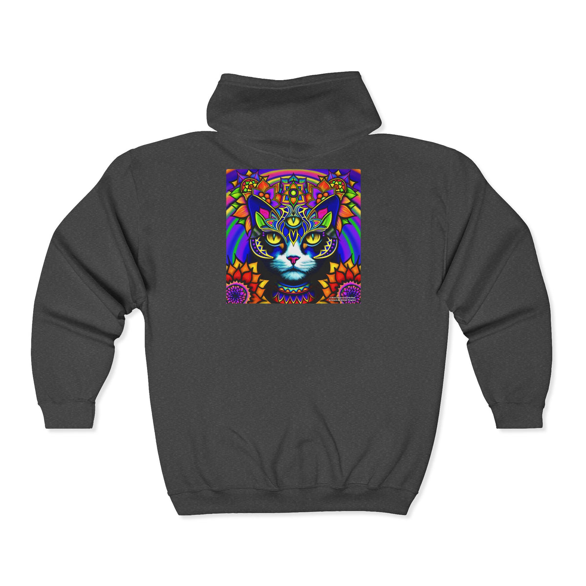 Psychedelic Cat Cozy Unisex Zip Hoodie for Comfort Lovers, Perfect for Fall, Casual Style, Gift for Birthdays, Everyday Wear, Relaxation