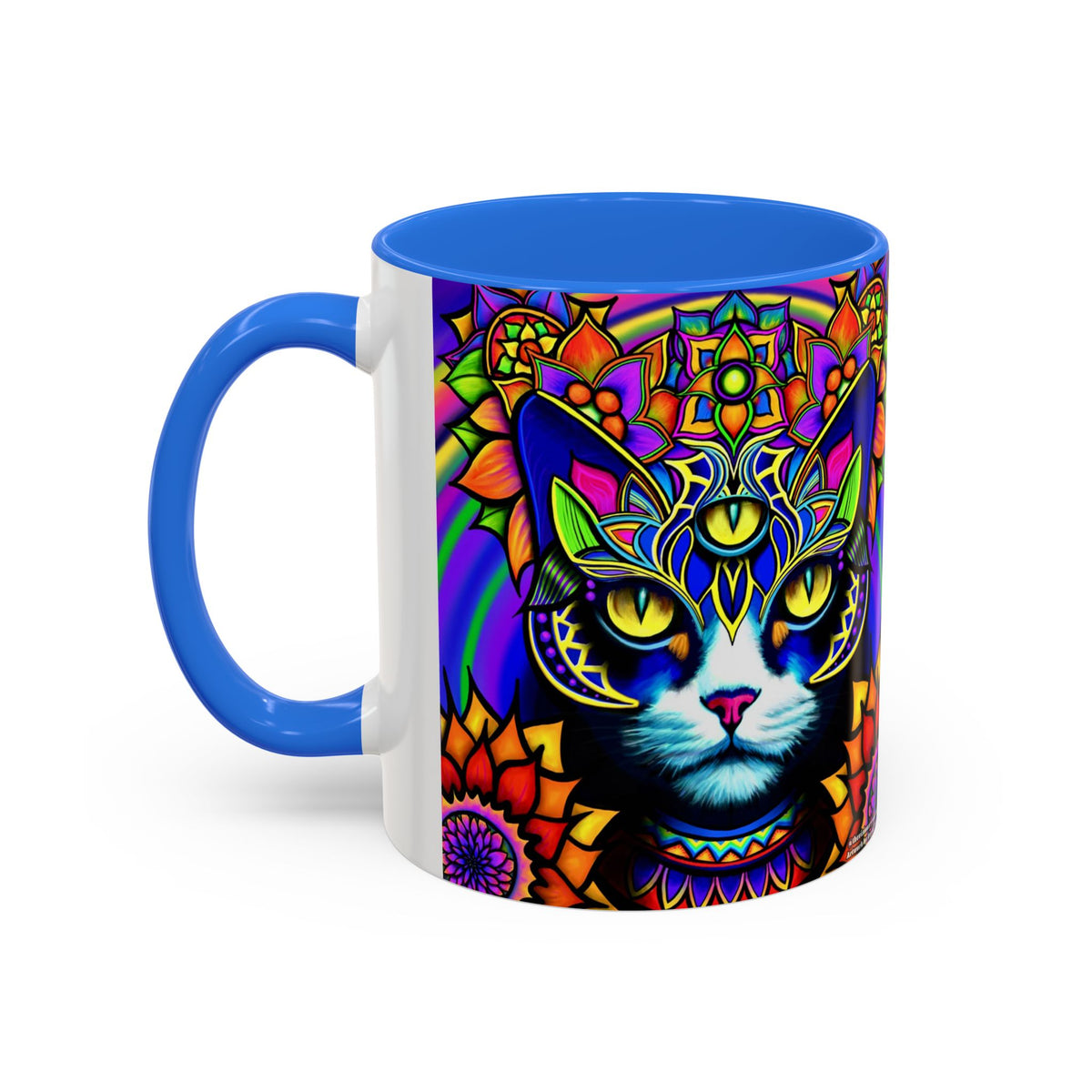 Psychedelic Cat Mug - Psychedelic Art Cup, Vibrant Coffee Mug, Unique Gift for Cat Lovers, Fun Home Decor, 11oz & 15oz Options