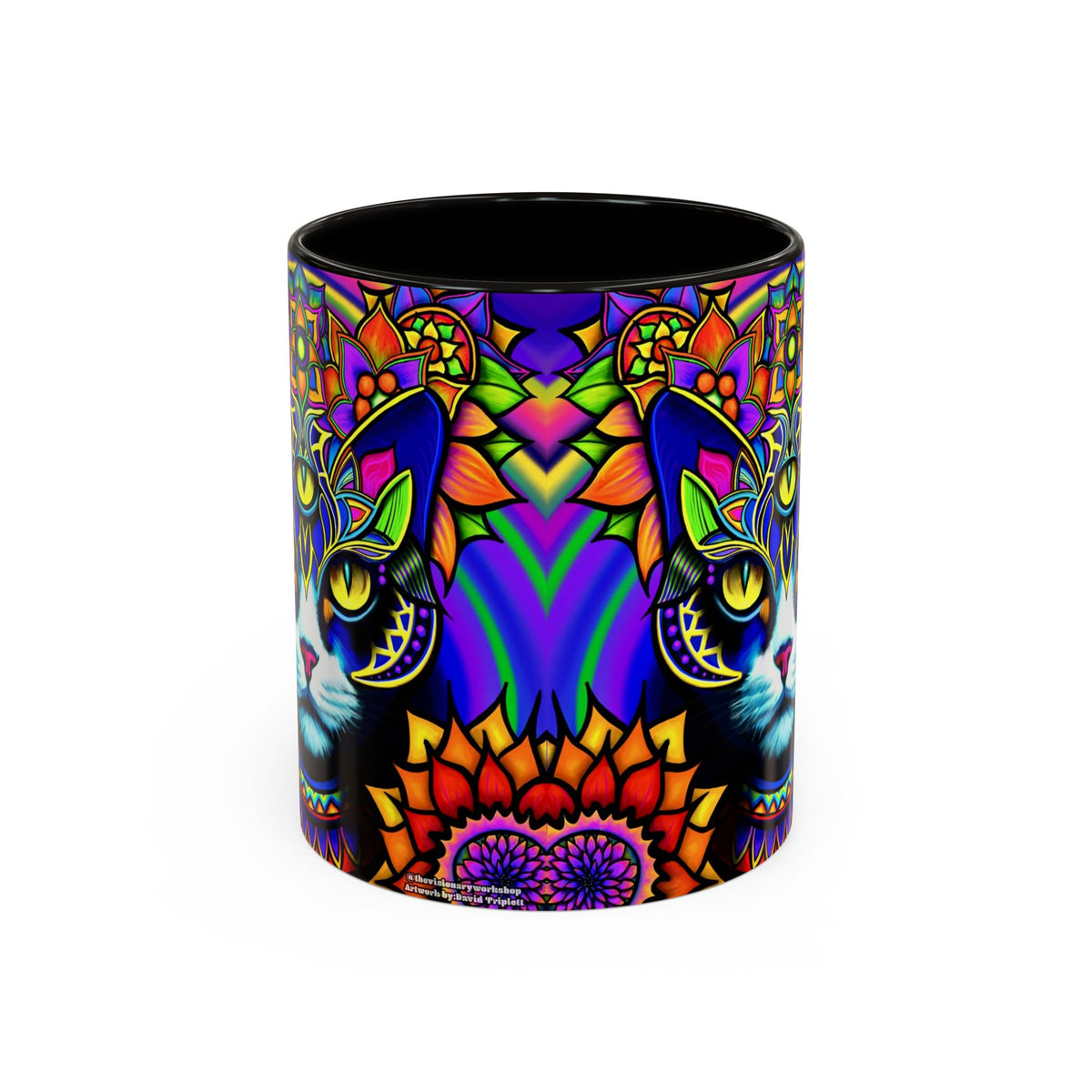 Psychedelic Cat Mug - Psychedelic Art Cup, Vibrant Coffee Mug, Unique Gift for Cat Lovers, Fun Home Decor, 11oz & 15oz Options