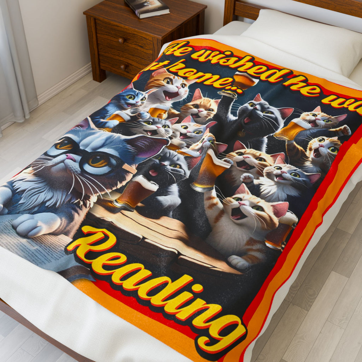 Cozy Cat-Themed Plush Blanket, Perfect for Reading and Relaxation, Gift for Cat Lovers, Home Decor, Birthday Present