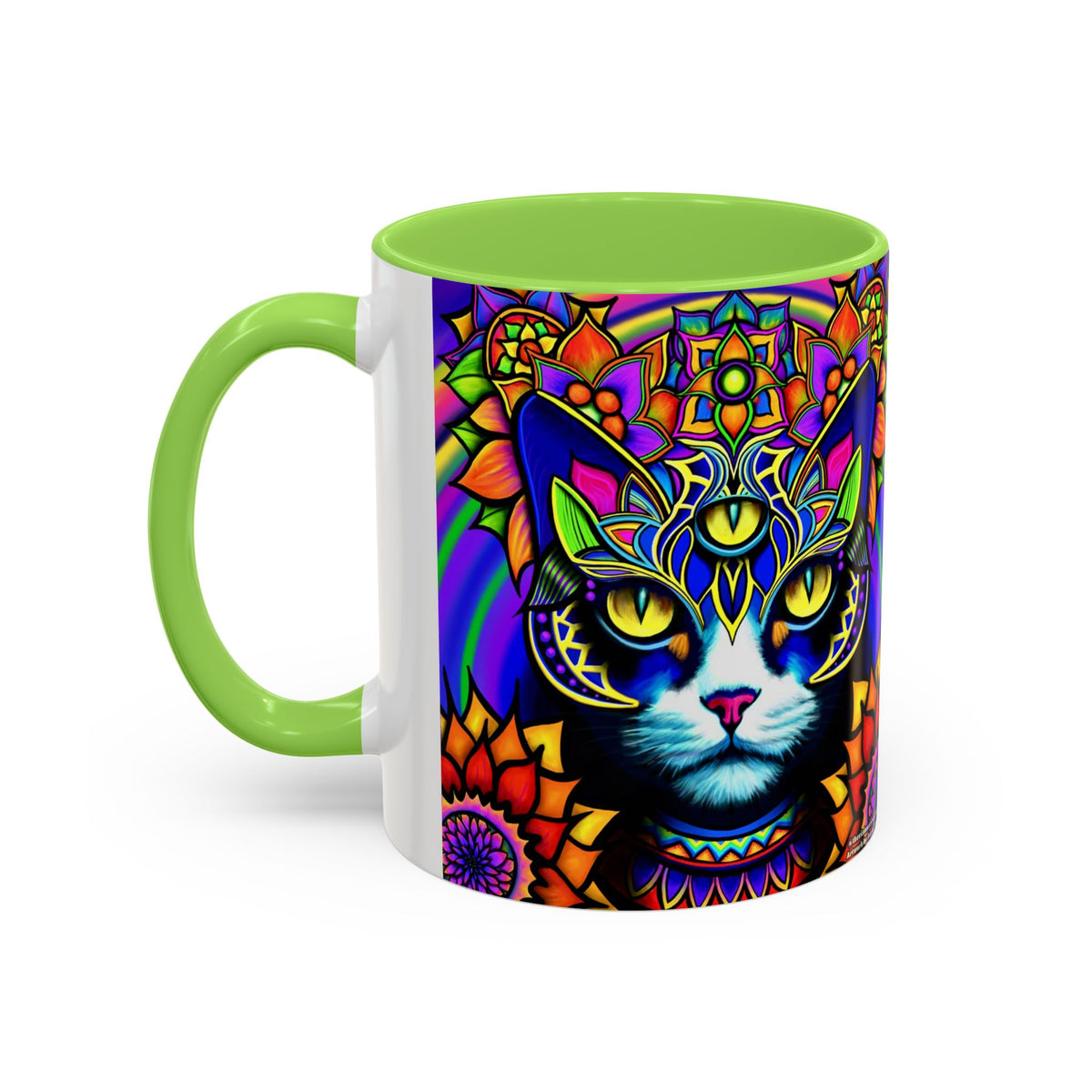 Psychedelic Cat Mug - Psychedelic Art Cup, Vibrant Coffee Mug, Unique Gift for Cat Lovers, Fun Home Decor, 11oz & 15oz Options