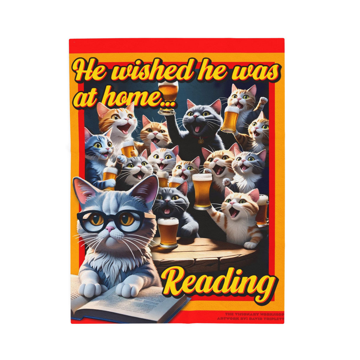 Cozy Cat-Themed Plush Blanket, Perfect for Reading and Relaxation, Gift for Cat Lovers, Home Decor, Birthday Present
