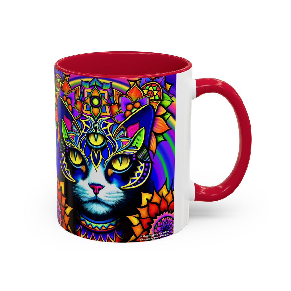 Psychedelic Cat Mug - Psychedelic Art Cup, Vibrant Coffee Mug, Unique Gift for Cat Lovers, Fun Home Decor, 11oz & 15oz Options