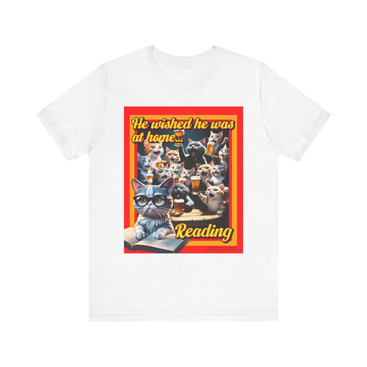 Vintage Cat Reading Tee, Fun Shirt for Cat Lovers, Gift for Bookworms, Pet Lover Apparel, Cozy Cat-themed Unisex T-shirt