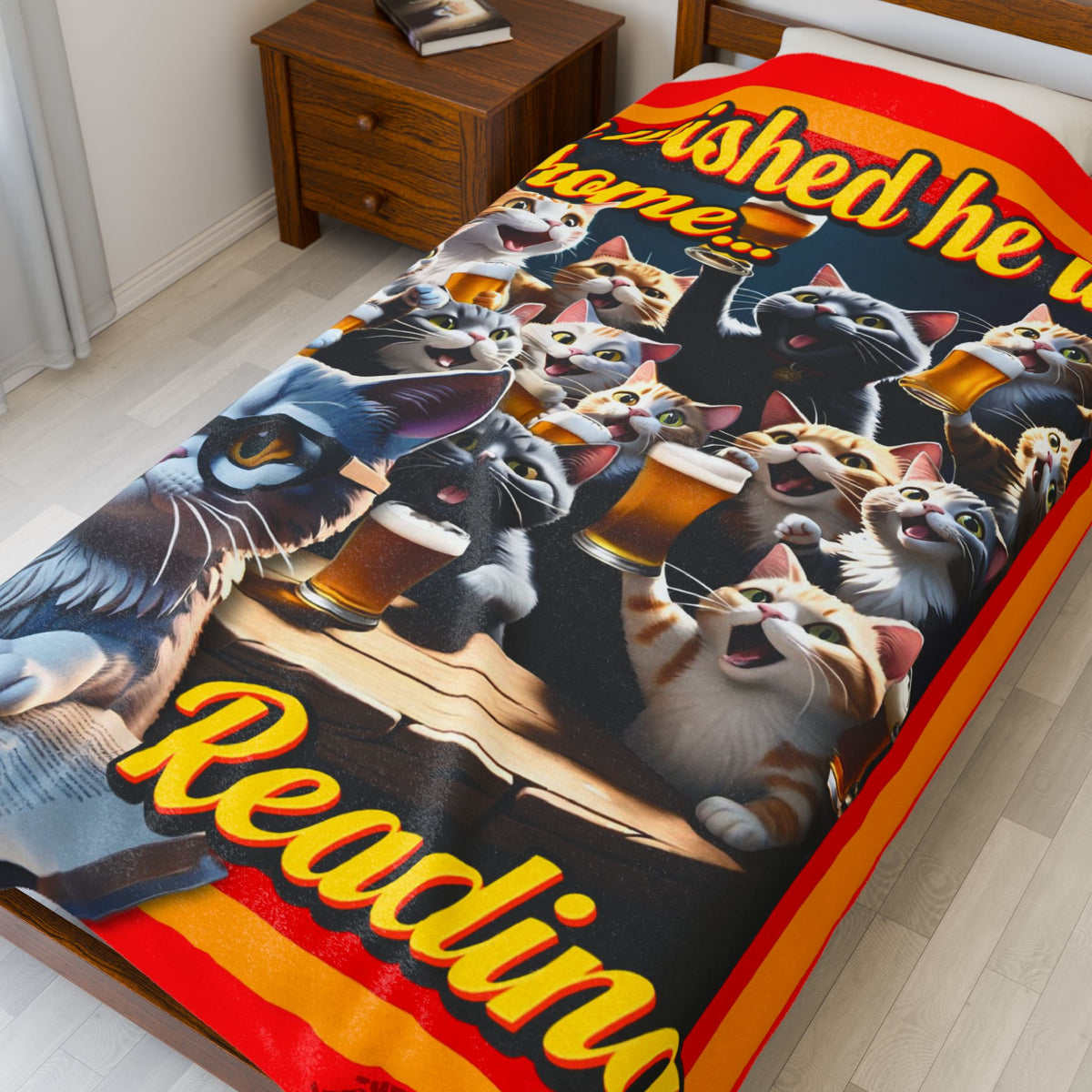 Cozy Cat-Themed Plush Blanket, Perfect for Reading and Relaxation, Gift for Cat Lovers, Home Decor, Birthday Present
