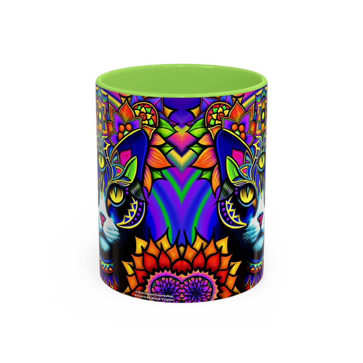 Psychedelic Cat Mug - Psychedelic Art Cup, Vibrant Coffee Mug, Unique Gift for Cat Lovers, Fun Home Decor, 11oz & 15oz Options