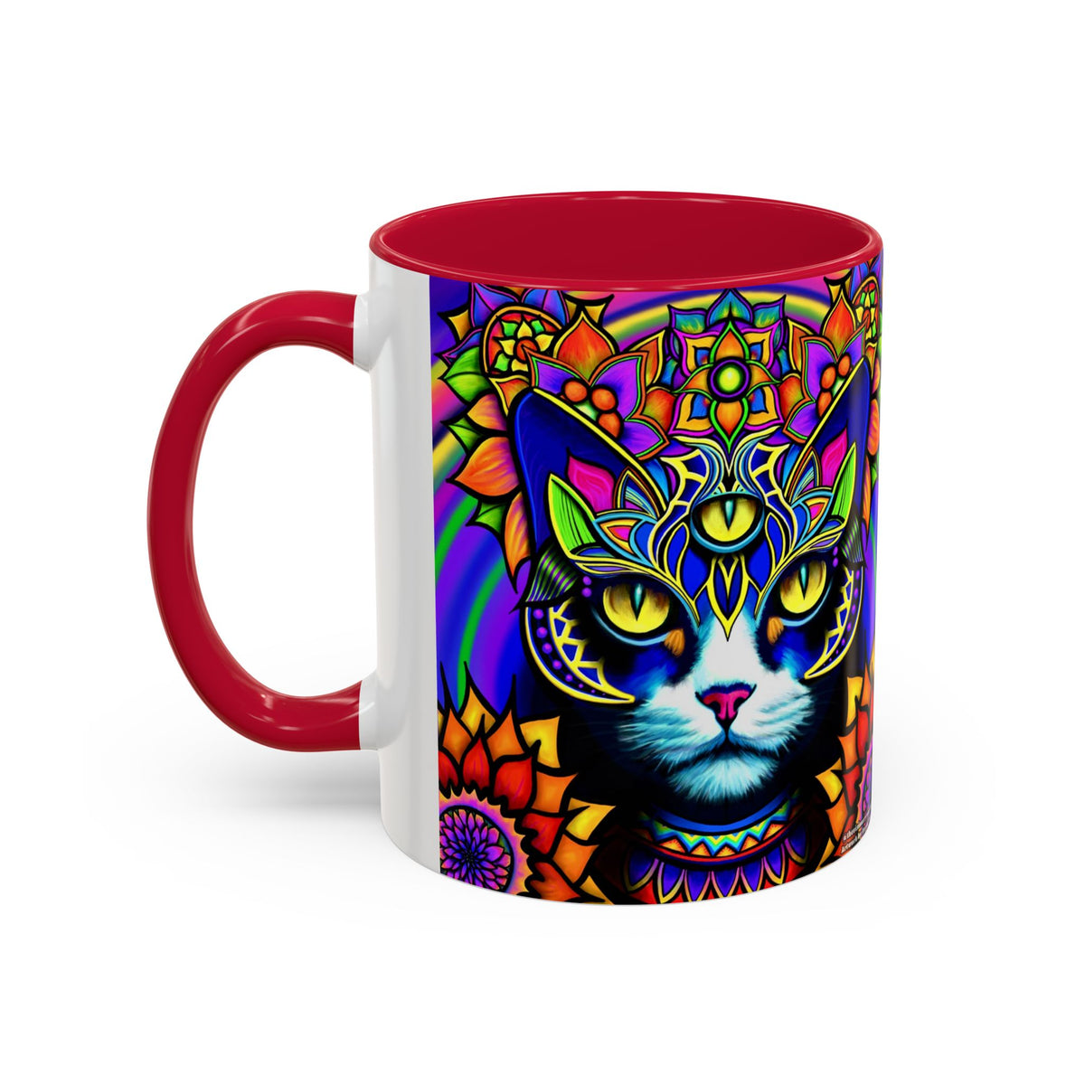 Psychedelic Cat Mug - Psychedelic Art Cup, Vibrant Coffee Mug, Unique Gift for Cat Lovers, Fun Home Decor, 11oz & 15oz Options