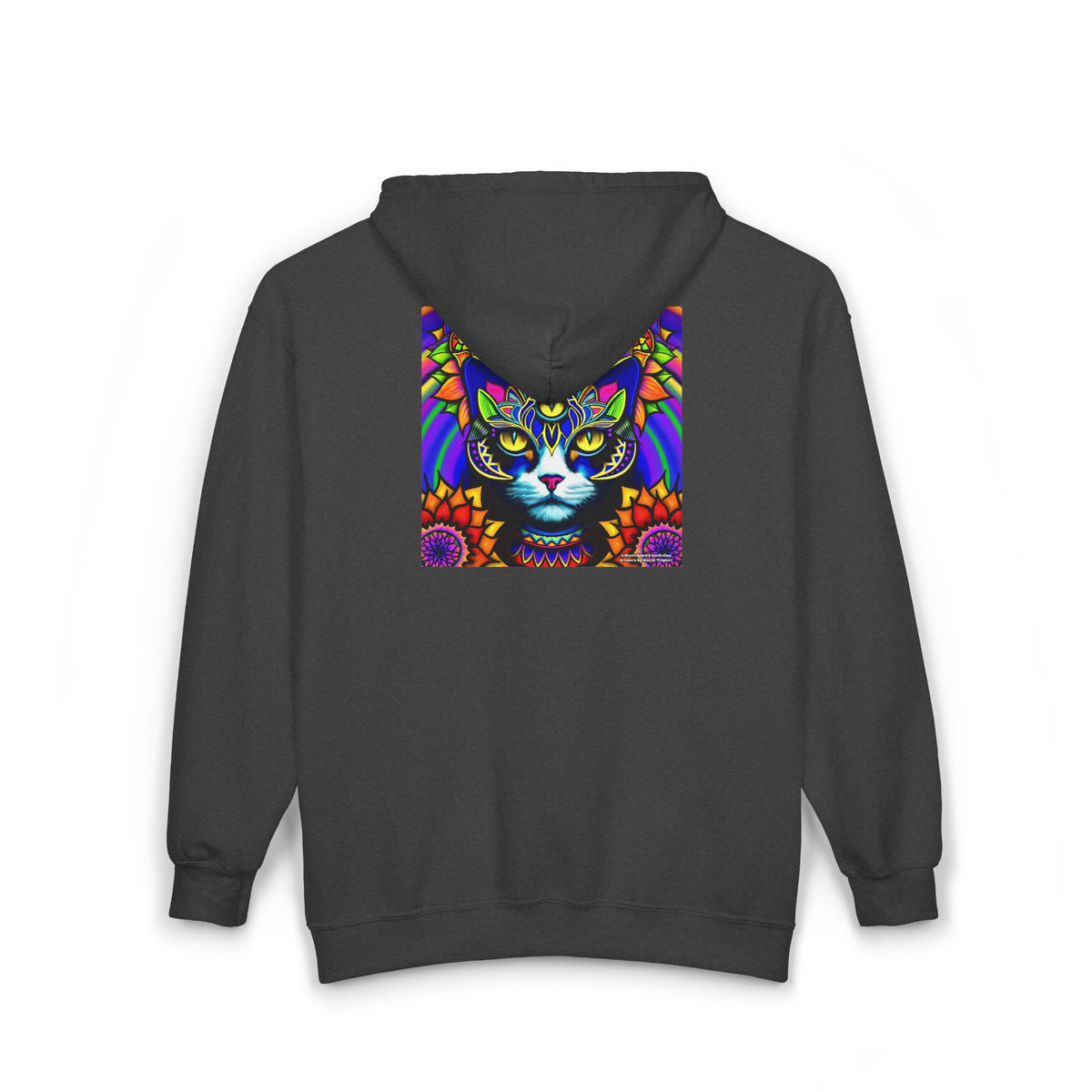 Psychedelic Cat Cozy Unisex Zip Hoodie for Comfort Lovers, Perfect for Fall, Casual Style, Gift for Birthdays, Everyday Wear, Relaxation