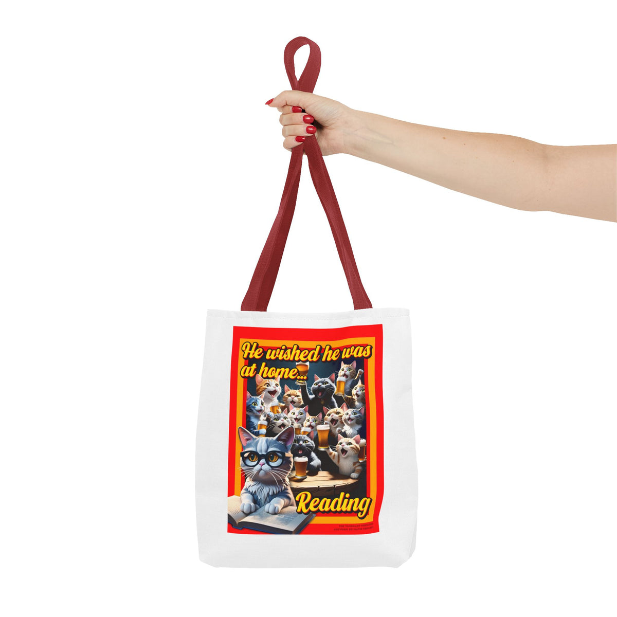 Literary Cat Tote Bag, Reading Gift, Book Lover Accessory, Cat Themed Bag, AOP Tote, Feline Bookworm