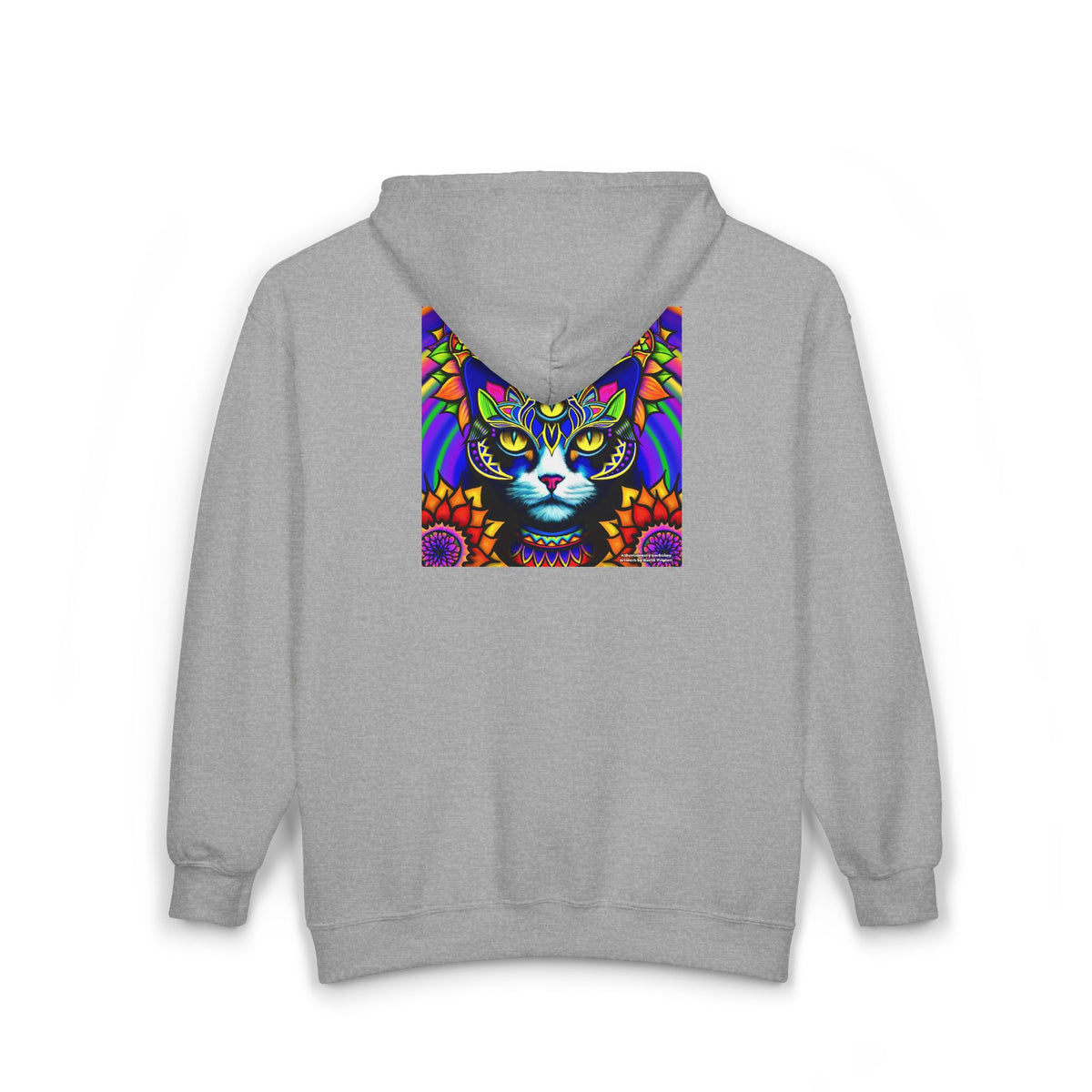 Psychedelic Cat Cozy Unisex Zip Hoodie for Comfort Lovers, Perfect for Fall, Casual Style, Gift for Birthdays, Everyday Wear, Relaxation