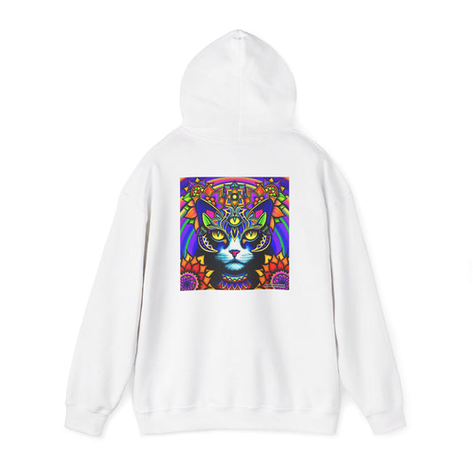 Psychedelic Cat Art Hoodie, Unisex Sweatshirt, Cozy Gift for Cat Lovers, Fun Fashion Apparel, Perfect for Fall and Winter
