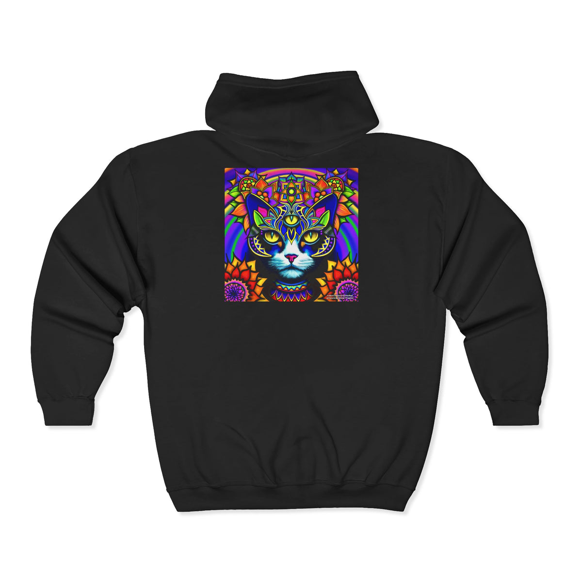 Psychedelic Cat Cozy Unisex Zip Hoodie for Comfort Lovers, Perfect for Fall, Casual Style, Gift for Birthdays, Everyday Wear, Relaxation