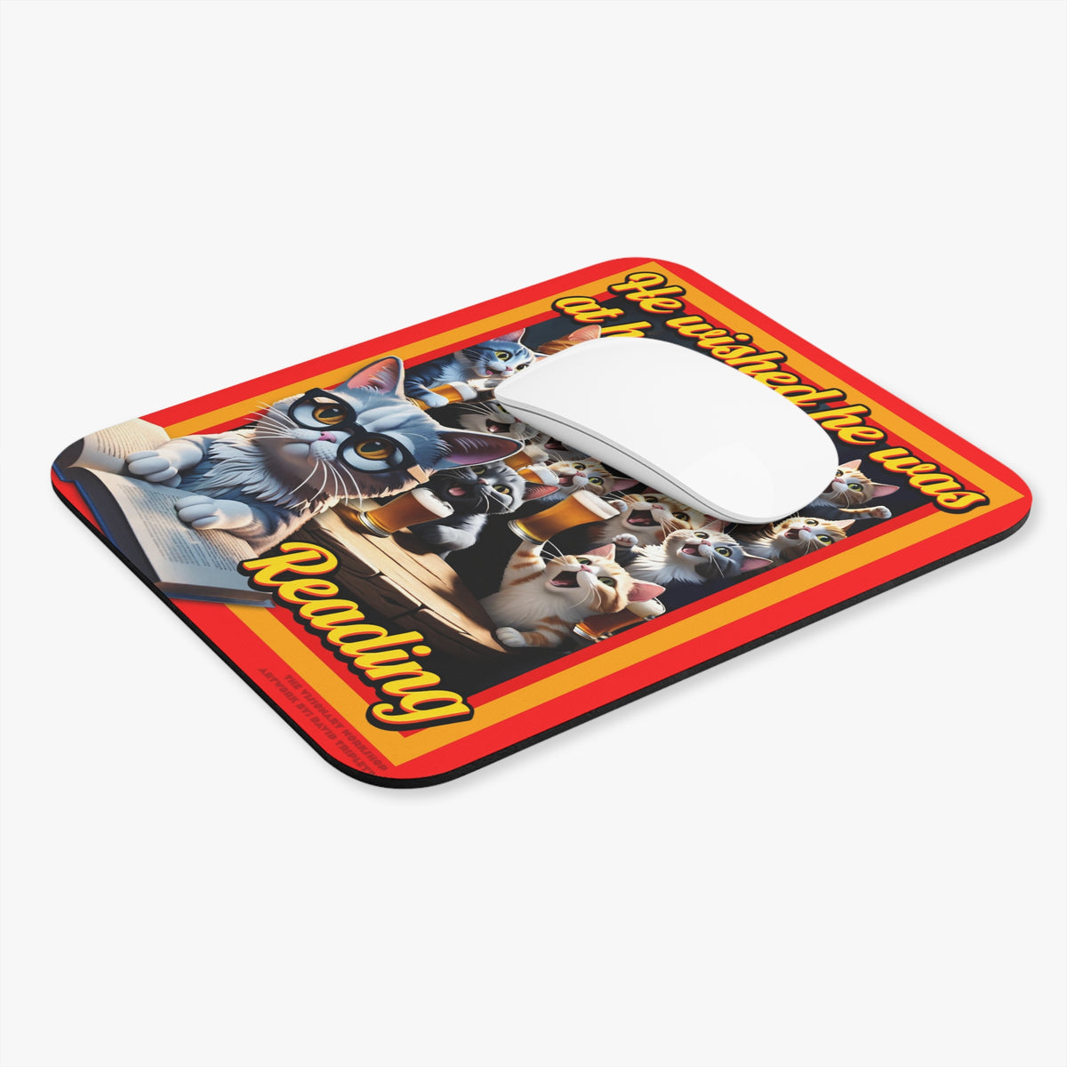 Cat-Themed Mouse Pad for Reading Enthusiasts, Cute Office Decor, Animal Lover Gift, Fun Desk Accessory, Reading Cats