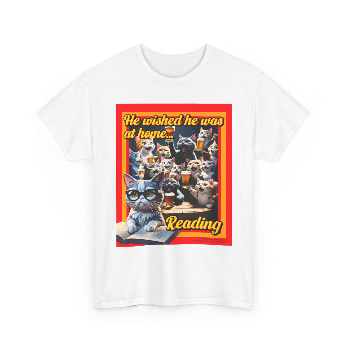 Reading Cats Unisex Heavy Cotton Tee - Perfect for Book Lovers, Cat Enthusiasts, Gifts, Cozy Days, and Reading Celebrations